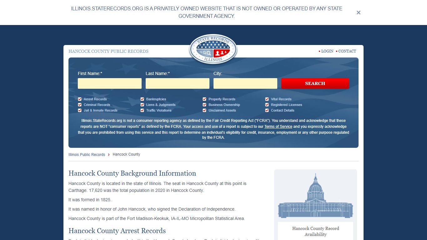 Hancock County Arrest, Court, and Public Records | StateRecords.org
